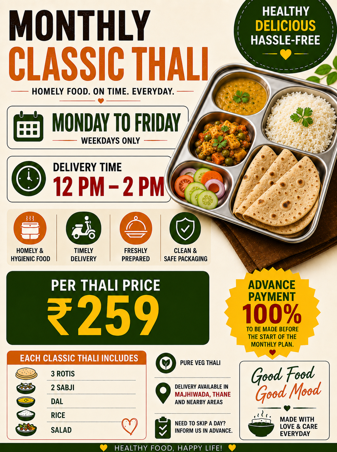Classic Thali - Wholesome comforting favorites made fresh just like home